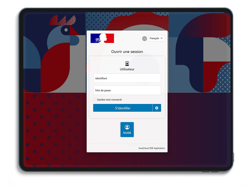 Capture d'écran de l'applicatif SDE AWA personnalisé, navigateur web